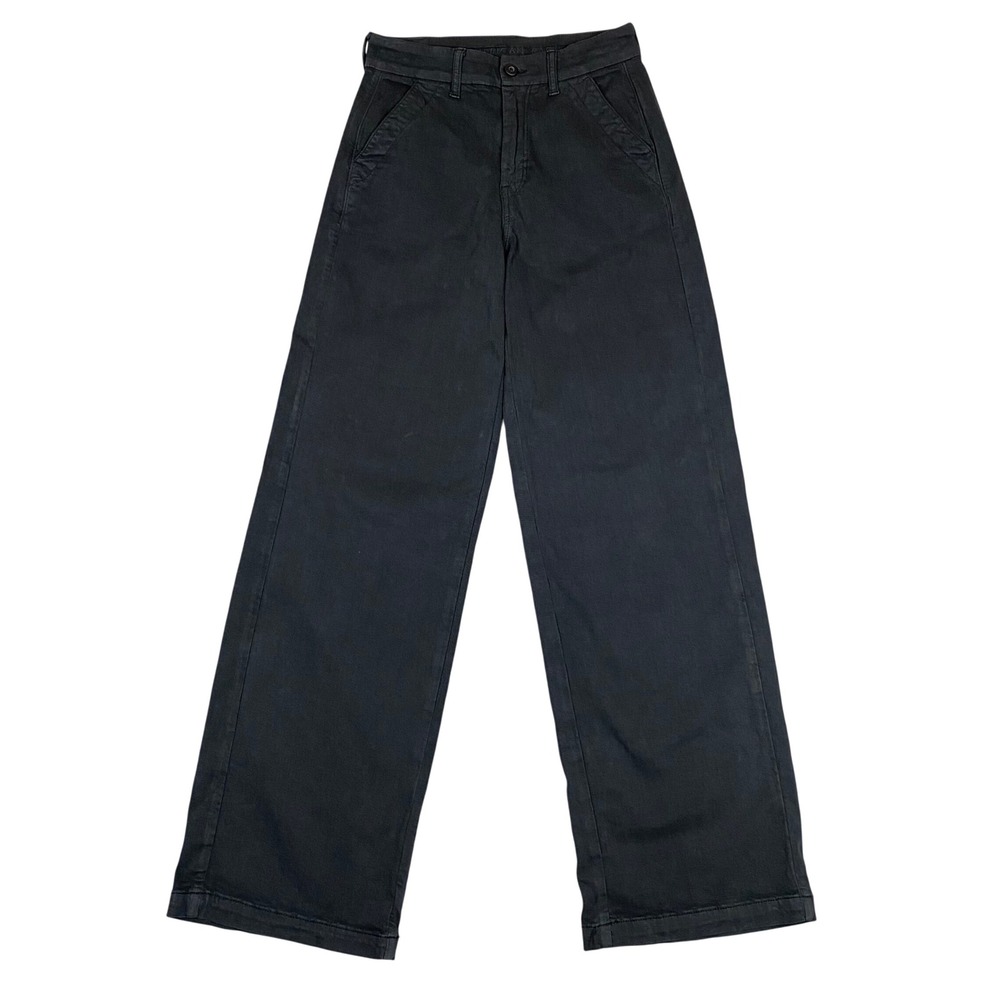 American Eagle Baggy Wide Leg Super High Rise Pants Womens 2 Long Black Twill
